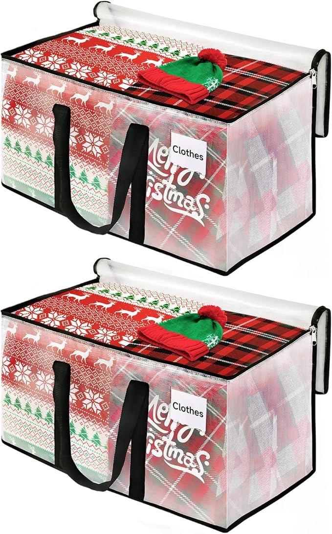 BlissTotes Clear Moving Bags Heavy Duty, 93L Extra Large Storage Bags with Zipper & Reinforced Handles, Waterproof PP Moving 