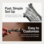 KeySmart Original Key Holder - Compact Key Organizer for Key Chain, Minimalist Clutter-Free EDC Keychains Key Ring, Carbon Fi