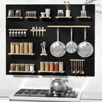 Peg Board, 6PCS Metal Pegboard, Heavy Duty Pegboard Wall Organizer with Frame. Black Pegboard for Walls, Garage, Workbench, C