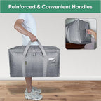 BALEINE 2-Pack Oversized Moving Bags with Reinforced Handles, Heavy-Duty Storage Tote for Clothes, Moving Supplies (Winter Gr