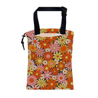 Car Trash Bag Retro Abstract Groovy Flowers Hanging Drawstring Car Organizer and Storage Bag with Adjustable Buckle Canvas Garbage Bin for Back Seat or Hanging Headrest Car Decor Road Trip Essentials
