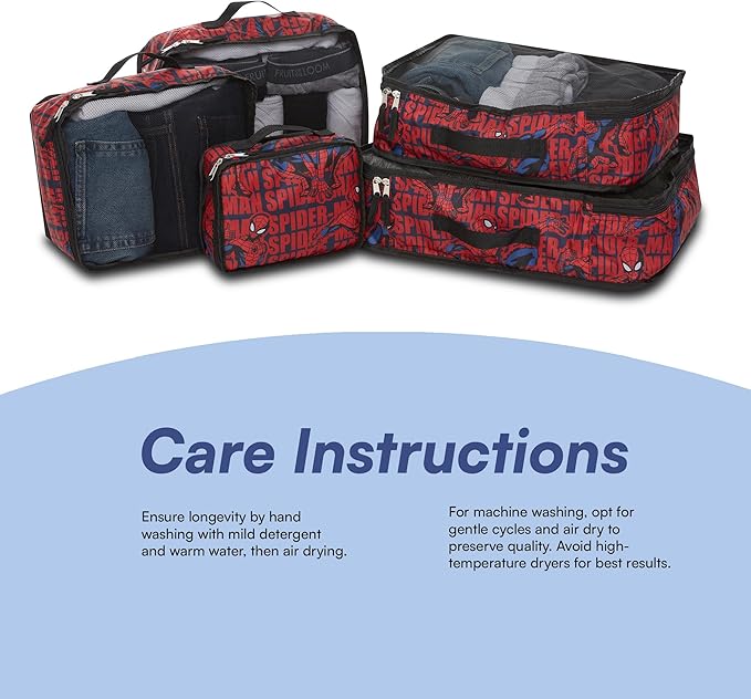 Marvel Spiderman 5-Piece Packing Cube Set - Spiderman, Ironman, Captain America - 5 Piece Packing Cubes Compression Travel Es