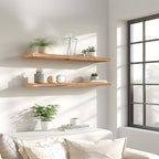 PHPH 36 Inch Wood Floating Shelves for Wall, Wooden Wall Shelves for Bedroom, Set of 4 Light Brown