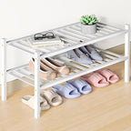 Smiry Bamboo Shoe Rack for Closet, 2 Tier Wooden Stackable Shoe Organizer, Free Standing Shoes Storage Shelf for Entryway, Fr