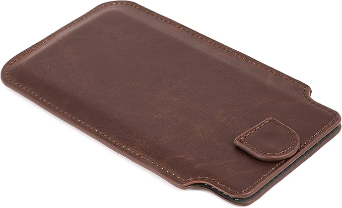 Dockem Provincial Wallet Sleeve for iPhone 11 Pro, XS, X (5.8 inch) – Vintage Vegan Leather Pouch Cover with 2 Card Holder Slots [Brown]