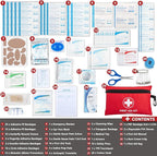 Mini First Aid Kit - 140 Piece Small First Aid Medical Kit for Car, Home, Office, Travel, Camping, Sports, Outdoor, School - 