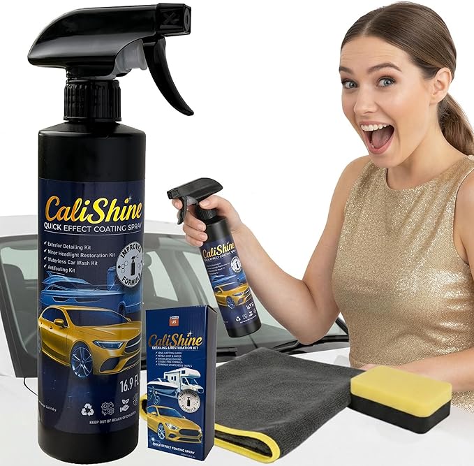 CaliShine Quick Effect Coating Spray - 16.9 fl oz Waterless Ceramic Car Wax Coat - Detail Polish & Cleaner for Cars Boat Body