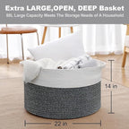MEGASKET Large Throw Blanket Basket, 22" X 22" X 14" XXXL Blanket Holder for Living Room, Big Wicker Baskets for Storage, Wov