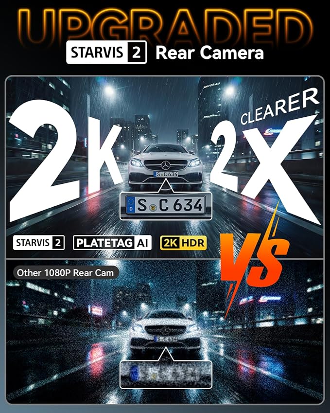 IIWEY 4K Dash Cam 3 Channel, Triple STARVIS 2 Sensors (IMX678 Front, IMX675 Cabin & Rear), 4K+2K+1080P HDR, Night Vision 3.0,