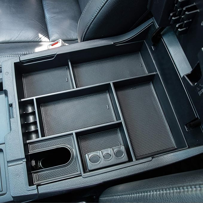 JKCOVER Compatible with Center Console Organizer Tray Toyota Tundra 2014 2015 2016 2017 2018 2019 2020 2021 Tundra Accessories,Insert ABS Black Materials Armrest Box Secondary Storage