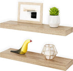 Ballucci Floating Shelves, 24" Wood Wall Shelf Set of 2, Invisible Brackets Floating Shelf Bathroom Wall Decor, Living Room, 