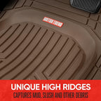 Motor Trend FlexToughXL DeepDish Floor Mats for Cars, Full Set All-Weather Rubber Automotive Floor Mats Waterproof Heavy Duty Car Mats Flexible Floor Liners for Car Truck Van SUV Car Floor Mat (Brown)