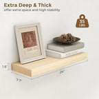 Marsmiles Natural Floating Shelves for Wall - 24 Inch Unfinished Wooden Floating Shelves Set of 2-24 Inch Wide x 7.7 Inch Dee