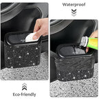 Accmor 2 Pack Bling Car Trash Can with Lid, Small Garbage Can, Auto Garbage Storage Bin with 90pcs Garbage Bags, Sparkling Crystal Trash Bags Holder for Car, Home, Office Storage (Black Rhinestone)