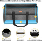 LHZK Stand Up Extra Large Utility Tote Bag with Lid, Utility Tote Bag with Metal Wire Frame and the Sides Rinforced, Reusable
