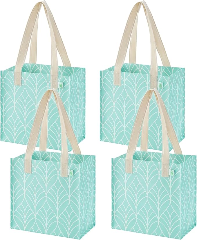 VENO 2-4 Pack Reusable Grocery shopping Bags, Medium Tote Bag w/Handle Hard Bottom, Heavy Duty, Foldable Carrier
