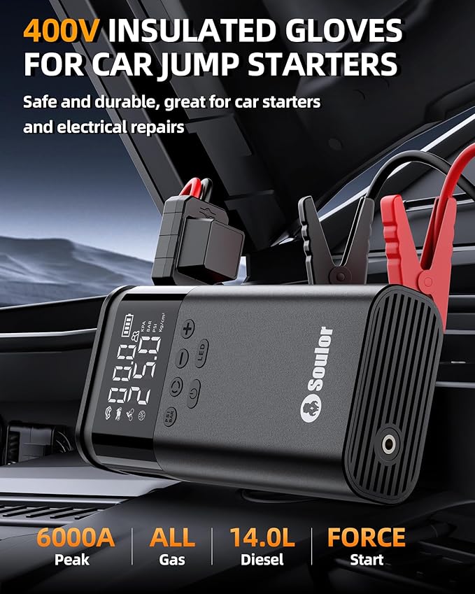 Jump Starter with Air Compressor, 6000A Battery Jumper Starter Portable, 12V Jump Box Car Jump Starter Portable with 150PSI