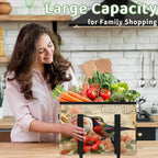 Reusable Grocery Bags Heavy Duty Shopping Bags Foldable Large Tote Bags with Long Handles & Hard Bottom