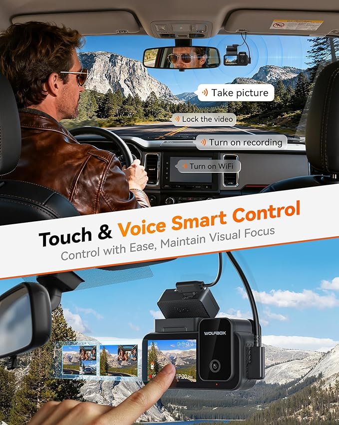 WOLFBOX X5 3 Channel 4K HDR Dash Cam, STARVIS 2 IMX678 8MP Night Vision, 4K+2.5K+1080P Front and Rear Inside Car Camera with 