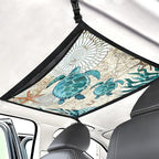 Seaturtle Car Ceiling Cargo Net Pocket Hanging Storage Bag with Zipper 31.5"x21.6" Double-Layer Mesh Car Roof Storage Organizer Long Road Trip Truck SUV Travel Camping