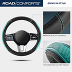 Road Comforts Car Steering Wheel Cover - Microfiber Leather Steering Wheel Wrap Sports 14.5-15 Inch Steering Wheel Cover Non-