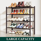 Smiry Shoe Rack, 4 Tier Bamboo Shoe Organizer, Stackable Free Standing Wooden Shoe Storage Shelf for Closet, Entryway, Front 