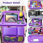 Car Backseat Organizer with Tray, Seat Back Table Holder with 6 Storage Pockets, Car Seat Back Protectors Kick Mats Travel Accessories, 1 Pc Purple