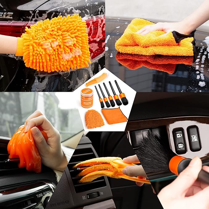Viewsun 20PCS Car Cleaning Kit, Car Interior Detailing Kit with High Power Handheld Vacuum, Auto Detailing Drill Brush Set, C