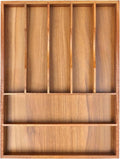 Bellsal Bamboo Silverware Organizer, 12"x15.7" Utensil Holder Cutlery Tray with Grooved Drawer Dividers for Kitchen Flatware,