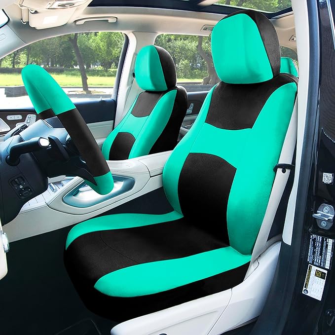 FH Group Car Seat Covers Full Set Cloth - Universal Fit,Automotive SeatCovers,Low Back Front SeatCovers,Airbag Compatible,Spl