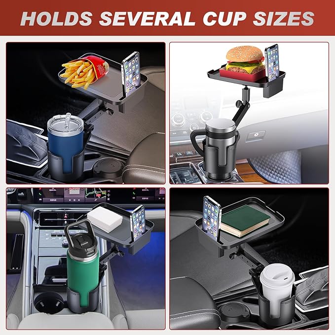 Frokom Cup Holder Expander for Car,Upgraded Car Cup Holder Expander Adapter with Offset Adjustable Base and 8" Tray, Fit Most