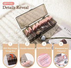 Jewelry Organizer and Storage Box with 24 EVA Anti Tarnish Bags, Travel Acrylic Case for Earrings, Necklaces & Rings, Elegant