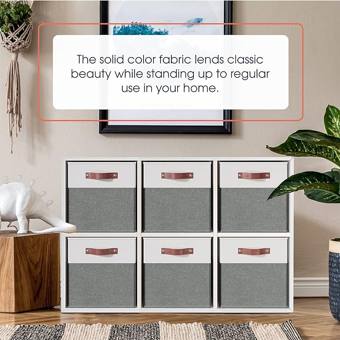 Ornavo Home 11 x 11 Storage Cube Bins, Foldable Collapsible Fabric Storage Bins Box Linen Shelf Basket Cube Organizer for Clo
