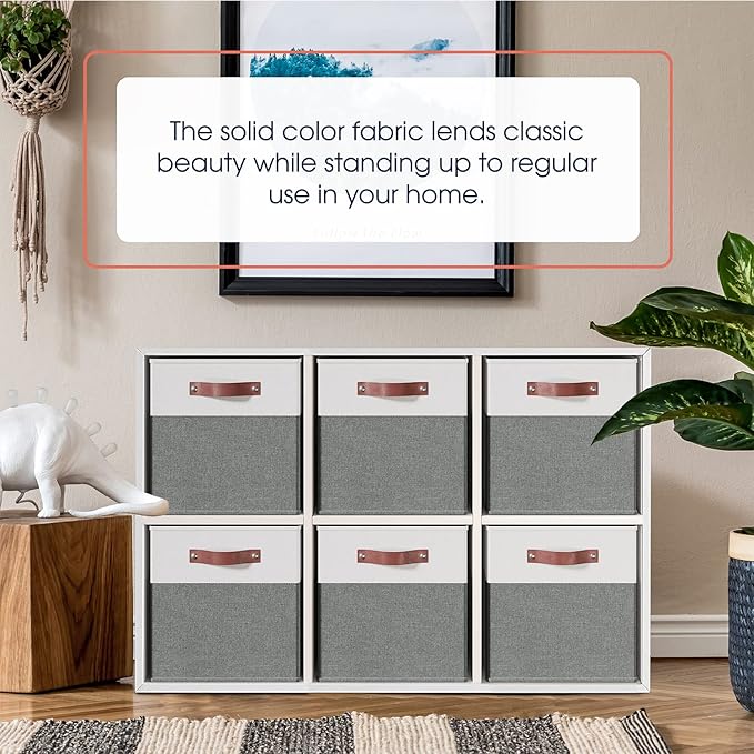 Ornavo Home 13 x 13 Storage Cube Bins, Foldable Collapsible Fabric Storage Bins Box Linen Shelf Basket Cube Organizer for Clo