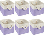 Geiserailie 6 Pcs 11 x 11 Inch Cube Storage Bins Fabric Storage Organizer Bins Foldable Cube Baskets with Sturdy Carry Handle