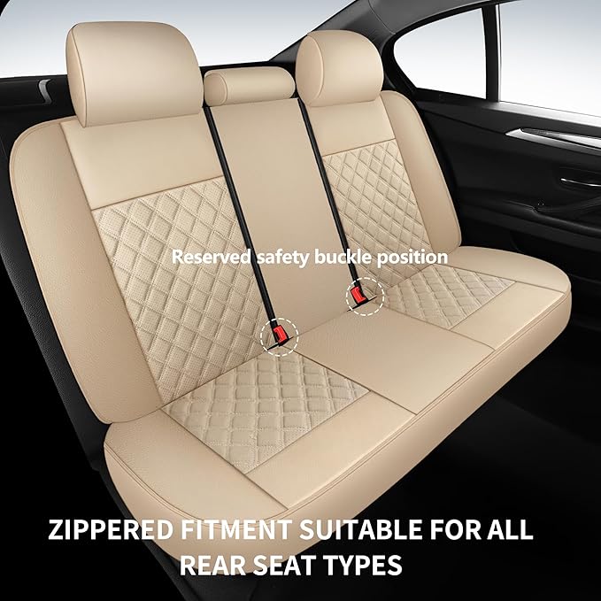 Car Seat Covers Full Set, Breathable and Waterproof Napa Leather Car Seat Cover, Interior Universal Fit for Cars, Sedans, SUV