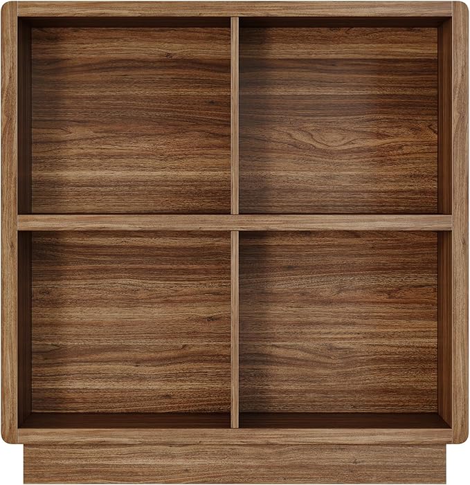 ChooChoo 4 Cube Storage Organizer, Wooden Bookcase with Storage, Cube Storage Bookshelf for Bedroom and Home Office, Brown Wa