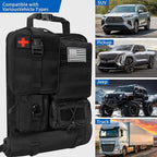 6 Pack Tactical MOLLE Car Seat Back Organizer Universal Vehicle Storage Panel Seat Organizer with 5 Detachable Pouches for Car Truck SUV Jeep Ford with Medical/Phone/Tools Bags (Black)