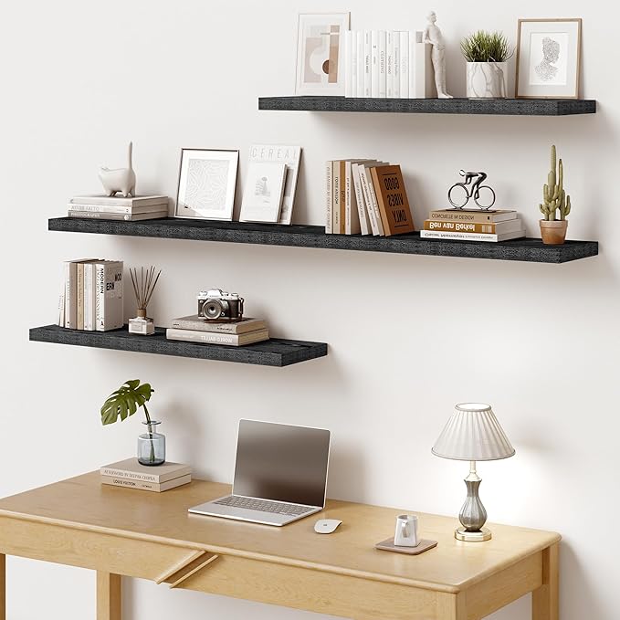 Vivelove 55 Inches Floating Shelves Wall Mounted, 10" Deep Wall Shelves for Bedroom, Bathroom, Living Room, Kitchen, Office, 