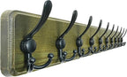 Dseap Coat Rack Wall - Heavy-Duty 38-1/4" Long, with Reinforced 10 Custom Tri-Hooks, Solid Wood Wall Hanger for Coats Hat Jac