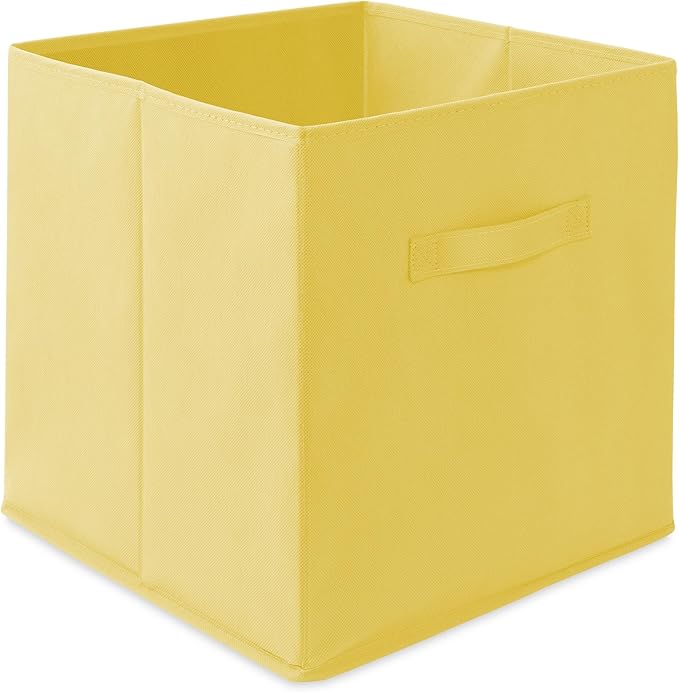Casafield Set of 6 Collapsible Fabric Cube Storage Bins, Yellow - 13" Foldable Cloth Baskets for Shelves, Cubby Organizers & 