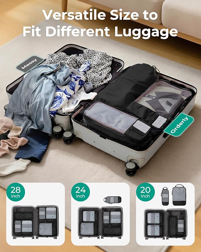 BAGSMART 6 Set /4 Set/2 Set Compression Packing Cubes for Travel, Lightweight Luggage Organizer Bags, Durable Space Saver Bag
