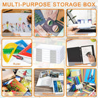 LonlyEagle 6 Pcs Clear A4 File Portable Project Case, Plastic Storage Box for 8.5" x 11" Letter Paper, Scrapbook Paper Storag