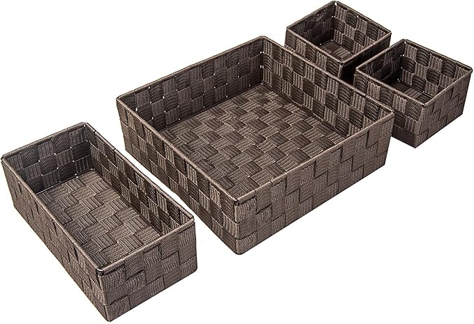 Posprica Woven Storage Baskets for Organizing, Small Baskets Cube Bin Container Tote Organizer Divider for Drawer, Closet, Sh