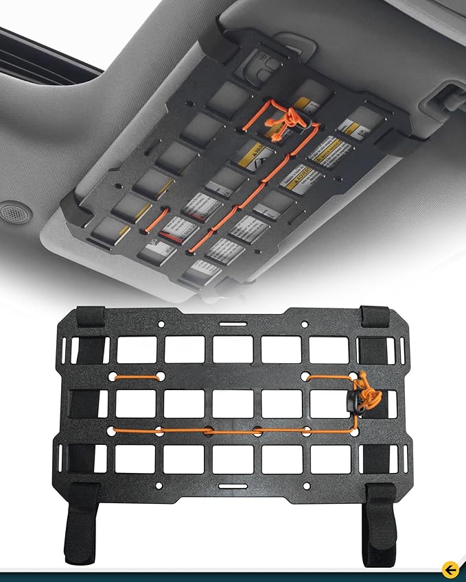 7"x13" Universal Sun Visor Organizer Rigid MOLLE Panel for Vehicle Car SUV Trucks Tactical Gears Interior Accessories