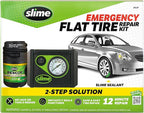 Slime 50138 Flat Tire Puncture Repair, Smart Spair Plus, Emergency Kit for Car Tires, Includes Sealant and Tire Inflator Pump