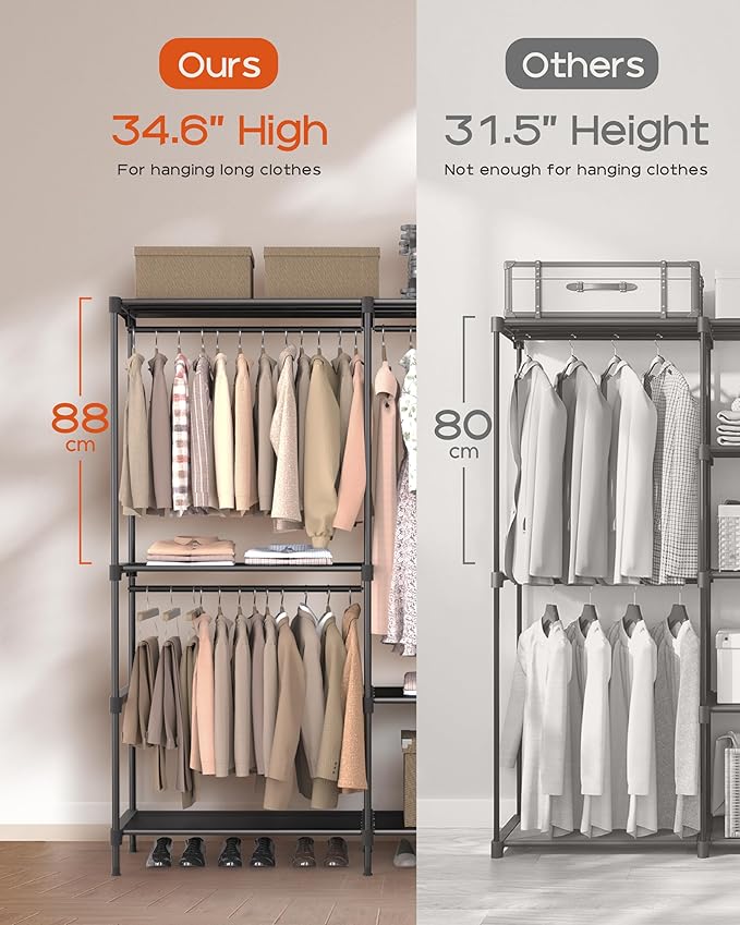 CASAMAYA Clothes Rack, Portable Closet, 80.7 Inch Extra Large Capacity Wardrobe Closet, Clothes Storage Organizer with Shelve