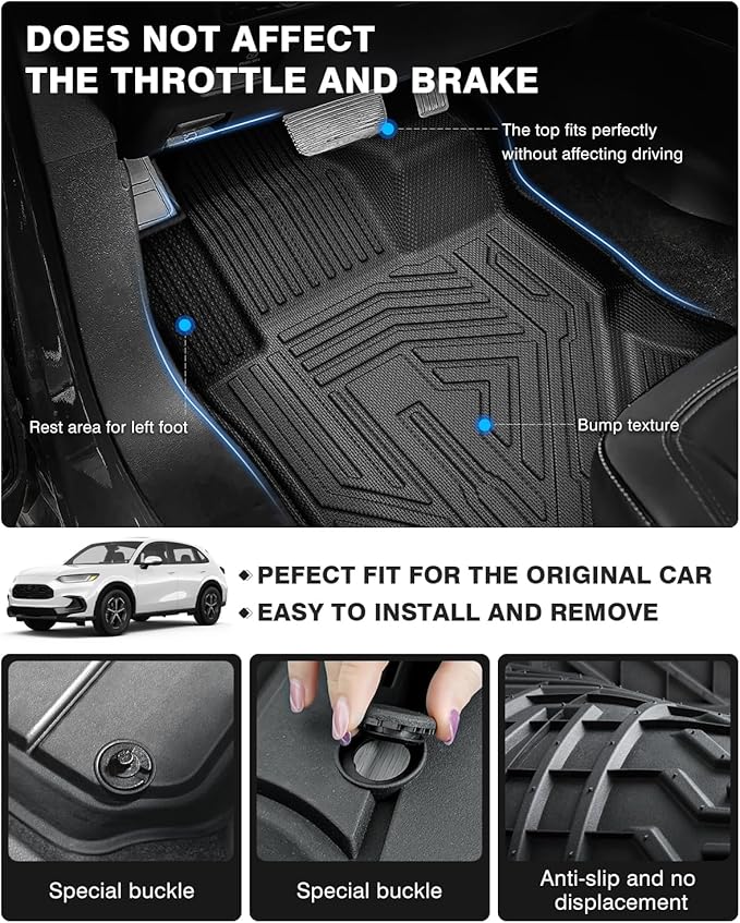 Powerty Floor Mats & Cargo Liner for 2023 2024 2025 2026 Honda HRV HR-V Accessories Floor Mats 2 Row Liner Set All Weather TPE 3D Floor Liners&Rear Cargo Mat