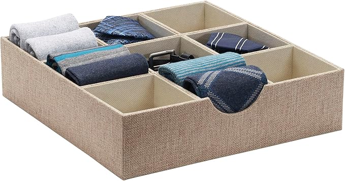 Household Essentials Brown 723-1 Deep 9 Section Drawer Organizer Box for Storage | 12 in x 12 in 3.13