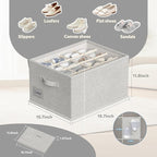 2 Pack Shoe Organizer for Closet, Fits 16-32 Pairs Fabric Shoe Storage Bins Large Shoe Box Storage Containers with Bottom Sup